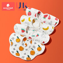 科巢（scoornest）婴儿纯棉纱布围嘴口水巾夏季薄款宝宝防水吐奶吃饭围兜360度旋转 (4层夏薄款)西瓜香蕉菠萝诺尔橙(买4送2共6条)