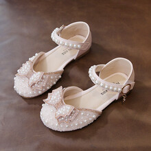 儿童高跟鞋女公主 女童凉鞋夏季小女孩包头公主鞋年新款时尚儿童小高跟演出鞋子 粉色 28