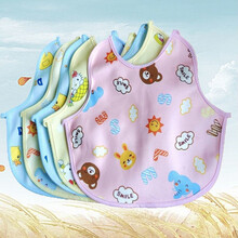 系带绒料卡通口水巾 防水大号围兜 婴幼儿吃饭围嘴 绒料男宝【吸水3条装】防水