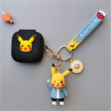 上凯耳机套适用于JBL LIVE PRO+TWS真无线蓝牙耳机保护套创意卡通潮耳机套硅胶收纳壳 黑壳+新款浅蓝皮卡丘