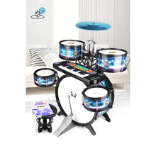 生日礼物架子鼓儿童初学者玩具乐器爵士鼓男女孩3-6岁宝宝家用敲打鼓礼物1抖音网红同款 【星耀】+凳子+鼓谱 +电子琴 纸板围鼓架可升降