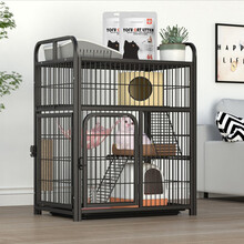 喵先生 猫笼子大号猫别墅幼猫成猫猫舍猫窝加固方管带置物架猫房子双层三层四层宠物猫咪用品龙猫笼子 置物架100款黑色无底笼（78*52*100cm)