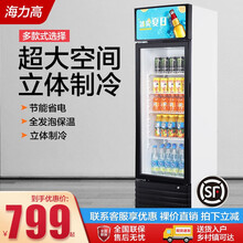 海力高 商用冷藏柜超市冰柜商场展示柜保鲜柜立式饮料柜冰箱商用冷柜 238升 经济款 4层网片