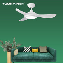 佑家YOUKAIN现代简约餐厅风扇灯三色无极调光房间卧室吊扇灯低楼层适用吊灯风扇YJ602 哑光白 24w三色无极调光 变频6档 配液晶遥控 38寸 直径约96厘米