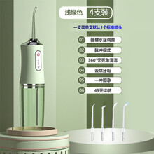 李佳琦便携式冲牙器家用正畸电动水牙线洗牙器口腔清洁神器闪易 绿色 豪华款4支喷头