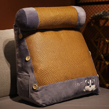 物枕居夏季凉席靠枕床头三角靠垫大号靠背抱枕卧室沙发床上宿舍学生女可拆洗 哈士奇 45*40*20cm藤席三角枕(可拆洗)