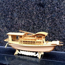 嘉兴红船模型 纪念品南湖红船模型嘉兴红船手工艺木船纪念船木船迷你船模型礼品 拼装：28X8X11