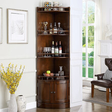 尼创实木角柜美式墙角柜欧式客厅三角扇形餐厅拐角落地转角厨 订做联系在线客服 整装