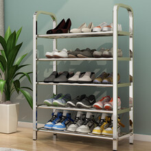 见奇 304不锈钢鞋架门口简易鞋架201不锈钢鞋架防灰尘宿舍寝室门后经济型多层鞋柜 五层4杆66长