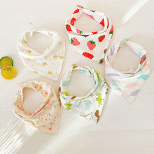 4条装 婴儿口水巾宝宝三角巾新生儿围嘴纯棉围兜四季款秋喂奶巾 5条装三角巾 金冠紫叶系