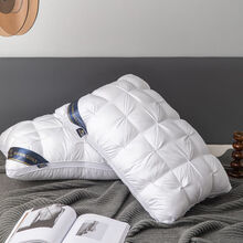 恒源祥品牌家纺五星级酒店扭花枕头单人羽丝绒枕芯柔软儿童宿舍枕一对 可拆洗扭花--白色 低枕--(一只装)