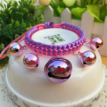 编织宠物铃铛狗狗铃铛猫咪铃铛宠物饰品狗项圈小型犬铃铛宠物用品 粉+紫 S-小型