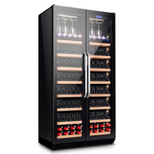 轩菲（XUANFEI）双门大容量红酒柜恒温恒湿 压缩机葡萄酒柜子家用 立式冷藏柜冰吧红酒 挂杯款/黑珠光