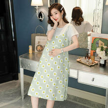 孕妇装连衣裙时尚大码女装胖妹妹夏装洋气潮妈装 浅绿色 4XL