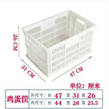 加厚塑料周转筐长方形大号周转水果蔬菜服装收纳货框子快递物流筐 鸡蛋筐外径47*31*26 蓝色