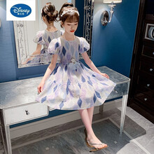℘ 迪士尼同款旗舰官方店毕买童装女童连衣裙夏装2021新款大童夏季薄款儿童装女孩公主裙夏天裙子潮 紫色 120cm
