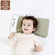 七彩博士 婴幼儿枕头 0-1-3岁宝宝决明子枕头透气棉麻儿童幼儿园枕头定型枕四季通用小孩专用 棉麻微笑宝宝绿格