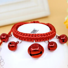 编织宠物铃铛狗狗铃铛猫咪铃铛宠物饰品狗项圈小型犬铃铛宠物用品 红色 S-小型