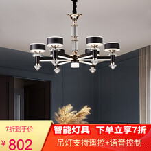 艾蓝格仕 【套餐包安装】新款现代客厅吊灯北欧简约轻奢智能卧室吊灯创意个性大气发光灯具 6头吊链款【支持遥控/语音控制】5-75W