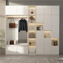 杰木婵 北欧轻奢隔断柜入户门厅柜客厅鞋柜玄关柜可挂衣架带镜子现代简约 定制尺寸颜色联系客服