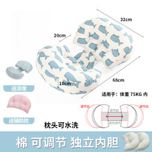 孕妇睡垫睡枕孕妇垫子侧卧睡垫U型孕期抱枕护腰侧睡枕垫肚子神器 蓝色鲸鱼-独立内胆-精梳纯棉-双向调节