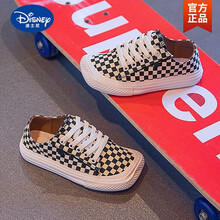 支持鴻星尔克/迪士尼童鞋儿童帆布鞋2021春夏季新款男女童板鞋休闲鞋布鞋中大童 格子 26码内长16.7cm