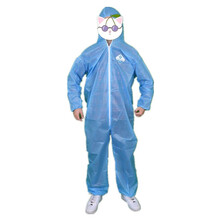 夏季疫情猪场防护隔离服全套养殖场连体防疫工作服车间防尘服病毒 养殖pp蓝色连帽无脚40克 M(165-175cm)