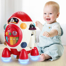 6个月幼婴儿玩具0-1岁宝宝玩具女孩早教机儿童2岁3女童三小孩一周岁生日礼物男孩玩具火箭六面体游戏桌 火星红航空拍拍鼓