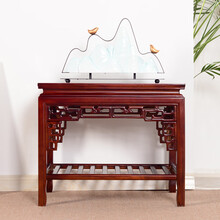实木鱼缸架底座奇石桌摆台多层盆景花架中式长桌榆木花盆置物茶几 B长60宽40高50栗子红色