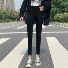 米豆鱼  孕妇裤秋季时尚潮妈外穿长裤春秋打底裤秋冬季牛仔早秋装秋季裤子 浅蓝 M