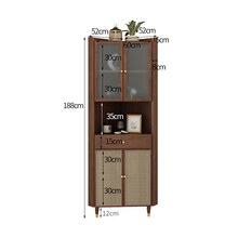 实木转角柜北欧客厅储物柜角落餐边柜现代简约三角柜墙角柜 胡桃色角柜【藤编】| 组装