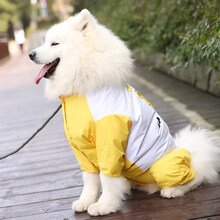 波波 大狗狗雨衣金毛萨摩耶拉布拉多中型大型犬四脚全包防水宠物雨披 浅黄色老虎款 26(约50-60斤)