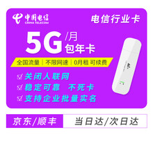 中国电信 行业卡纯流量设备专用卡全国不限速流量0月租可续费企业批量实名 【赠4G路由】电信行业卡60G包年（5G/月）