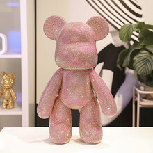 匠心客七夕礼物  暴力熊51cm大号熊手工diym材料包节庆情人节礼品潮节庆玩具贴钻熊 七彩玫红熊+钻DIY材料包 25cm