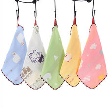 尚莱优品（SLYP）纯棉六层纱布口水巾婴儿洗脸小毛巾新生儿360花瓣围嘴柔软 女宝方巾(25*25cm)3条装