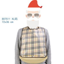 老人吃饭用的围兜大人防水防漏老年人口水巾大号成人围嘴成年饭兜 斜格XL码(建议身高170以上，长款)