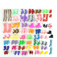 芭芘玩具的高跟鞋 俏芭妃婚纱芭比娃娃鞋子女孩过家家玩具高跟鞋平底鞋配件饰品衣 35双鞋子+4件饰品 默认高度