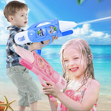 【现货速发】乐智水枪儿童玩具抽拉式喷水网红大号男宝呲水枪小男孩女孩打水仗神器水珠弹玩具枪玩水 47cm大号公主粉水枪-漏水补发