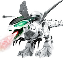 CW可编程超大号电动遥控恐龙玩具触摸感应机器人霸王龙儿童玩具男孩唱歌跳舞诗词故事英语科普白色