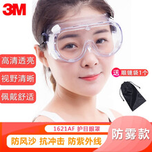 3M护目眼罩防冲击骑车防风沙透明眼镜实验化工防液体喷溅护目眼镜 1621AF 防雾款