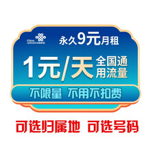中国联通 联通流量卡天神卡手机卡上网卡不限流量任意用 【天神卡】9元/月  1元/天不限量