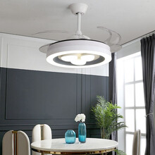 梵帝登 后现代简约北欧式客厅灯扇一体隐形变频简欧带电风扇灯吊扇卧室书房间遥控led餐厅歺厅饭厅灯饰 42寸-48*H43cm-72W三色调光-六档调风