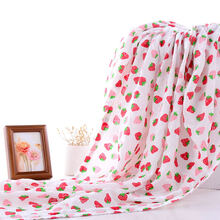 毛巾被双单层纱布夏季儿童宝宝单人空调盖毯柔软 双层草莓 120X150