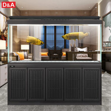 德克鱼缸水族箱超白玻璃底滤大中型办公室家用金龙锦鲤静音定制鱼缸 黑纱纹 120cm长40cm宽162cm高