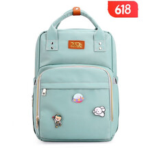 KOUXIANGℂℂ℘ 妈咪包2020秋款时尚大容量双肩外出宝妈带娃出门背包妈妈包母婴包 水蓝色