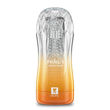 GALAKU日本男用便携飞机杯真空夹吸快感螺纹刺激快乐杯男性自慰器 成人情趣用品 橙色-多端颗粒