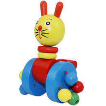 儿童推推乐 木质单杆学步手推车玩具1周岁婴儿2-3岁半宝宝男女孩 小号兔子(杆长48cm)