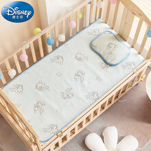 迪士尼宝宝（Disney Baby）婴儿凉席儿童冰丝席宝宝午睡凉席床垫枕头夏季幼儿园凉席两件套 蓝色米奇120*60cm