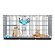 汪好佳 猫笼 加粗加密加长加大铁丝折叠猫笼子双层猫别墅猫咪用品宠物笼子猫产房 1300银色加长款（无轮子款）
