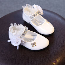 支持鴻星尔克/哈比熊同款【特价捡漏】儿童皮鞋女童花朵公主鞋六一表演跳舞鞋软底单鞋纯白色演出鞋学生 白色 28码/内长约17cm